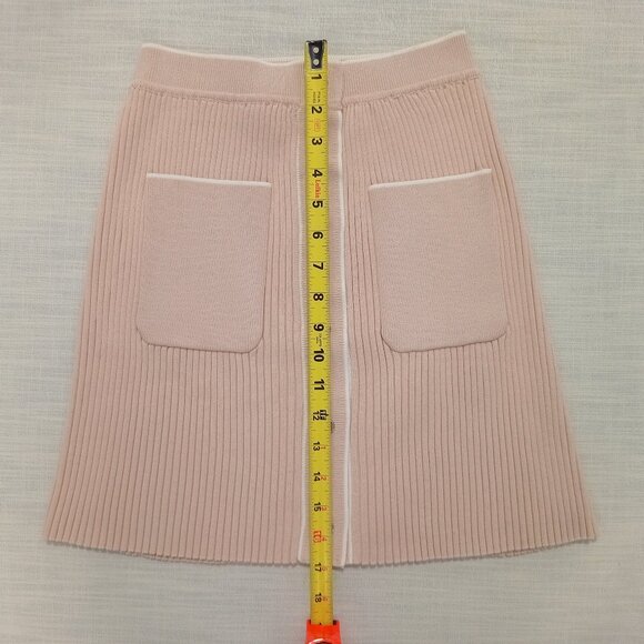 Maje Women's Ribbed Beige Mini Skirt Knit Stylish Classy Chic Timeless Size 1/S - Picture 6 of 9